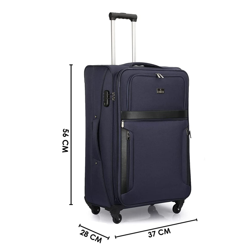 fish Combo of 3 Sydney Luggage Polyester Soft Case Suitcases Varied Sizes Four Wheel Trolley Bags – Navy Blue (56 cm, 67 cm, 78 cm)