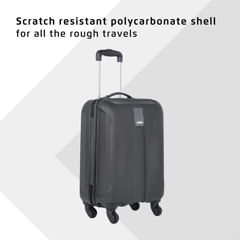 Thorium Sharp Antiscratch 55 Cms Polycarbonate Black Cabin 4 wheels Hard Suitcase