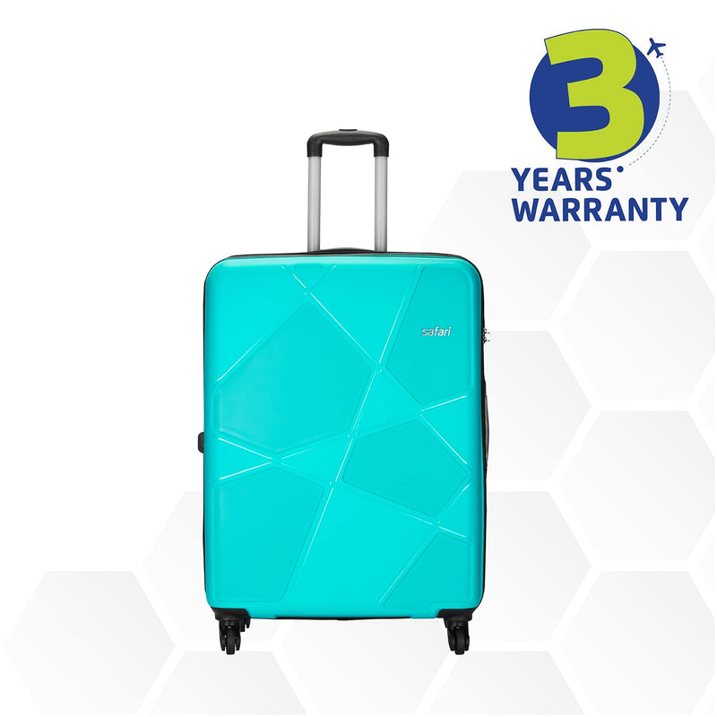 Polypropylene 65 cms Cyan Hardsided Medium Check-in Luggage, 4 Wheel Trolley Bag for Travel