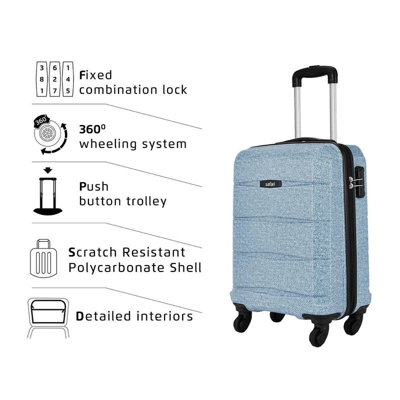 Blue Hardsided Cabin Luggage, Approved for Most budgeted Airlines