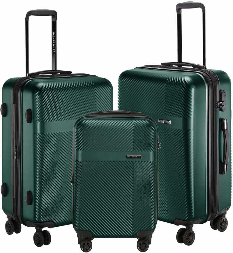 Large Check-in Luggage (75 cm) – Hard-Side Polycarbonate Luggage Set of 3 Bottle Green Trolley Bag Bags (55, 65 & 75 Cm) – Green