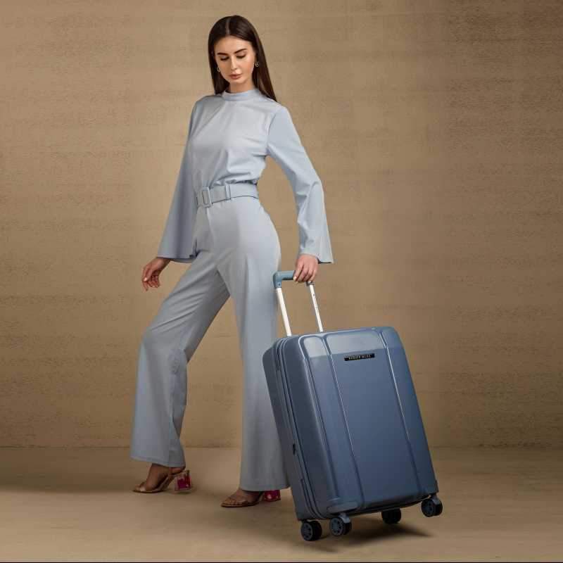 Medium Check-in Luggage (65 cm) – Tokyo Expander Hard-Side Polypropylene Luggage Set of 2 Sky Blue Trolley Bags (55 & 65 Cm) – Blue
