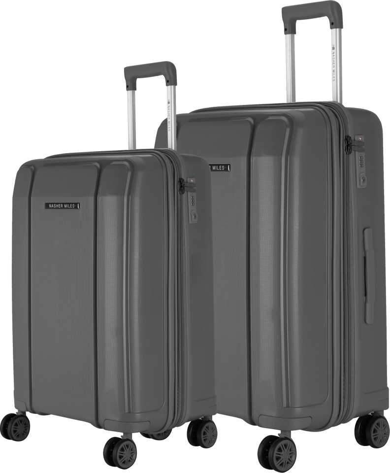 Medium Check-in Luggage (65 cm) – Tokyo Expander Hard-Side Polypropylene Luggage Set of 2 Dark Grey Trolley Bags (55 & 65 Cm) – Grey